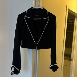 Fashion Nova Black Blazer with White Trim